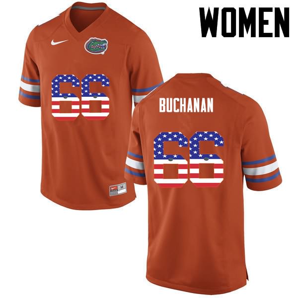 Women's NCAA Florida Gators Nick Buchanan #66 Stitched Authentic USA Flag Fashion Nike Orange College Football Jersey YSF5465GR